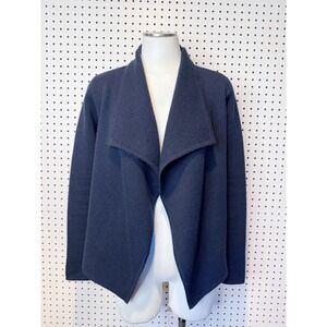 Margaret O'Leary | Navy Blue Cashmere Blend Open Front Shawl Cardigan XS